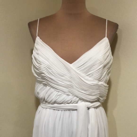 IEENA By Mac Duggal Flowy Faux Wrap Jumpsuit Size Large White Wide Leg - Picture 3 of 10